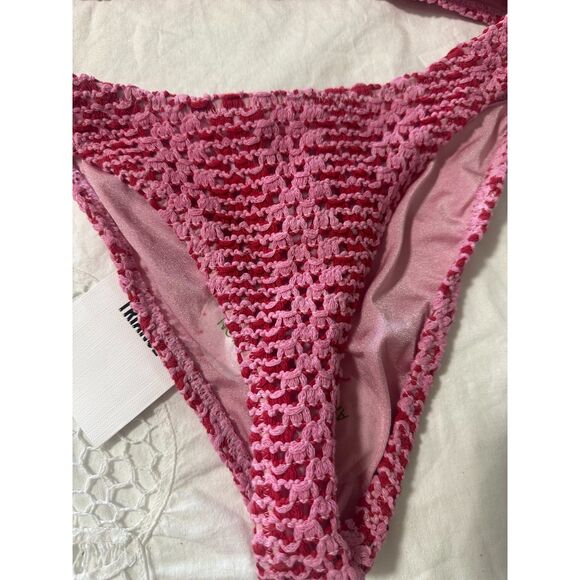 VINCA - ALINA Pink Crochet Triangle Bikini Set - Picture 6 of 6